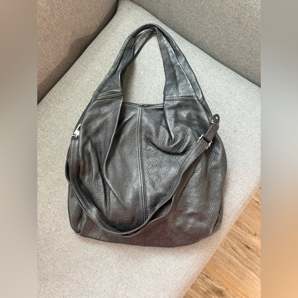 Rossi Firenze Italian Leather Hobo Bag Black Slouchy Quiet Luxury Soft Large Tot